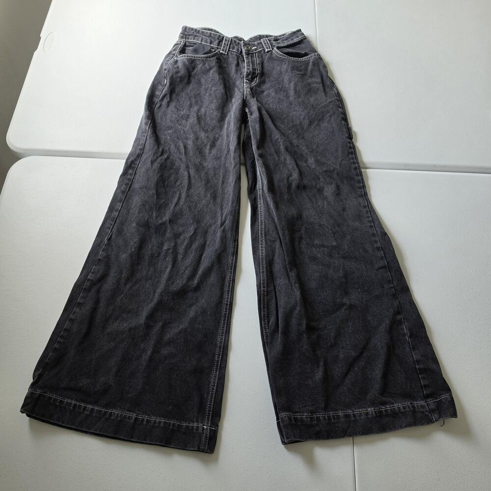 Ragged Jeans Womens 24 Charcoal High Rise Wide Leg Carpenter Baggy Denim Goth